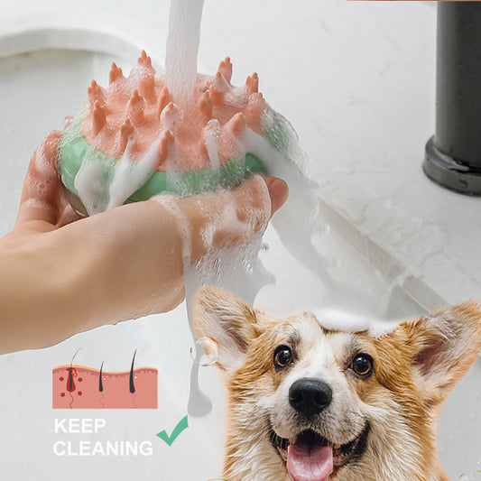 Fantastic New 2 In 1 Pet Bathing Soap Dispensing Grooming Brush