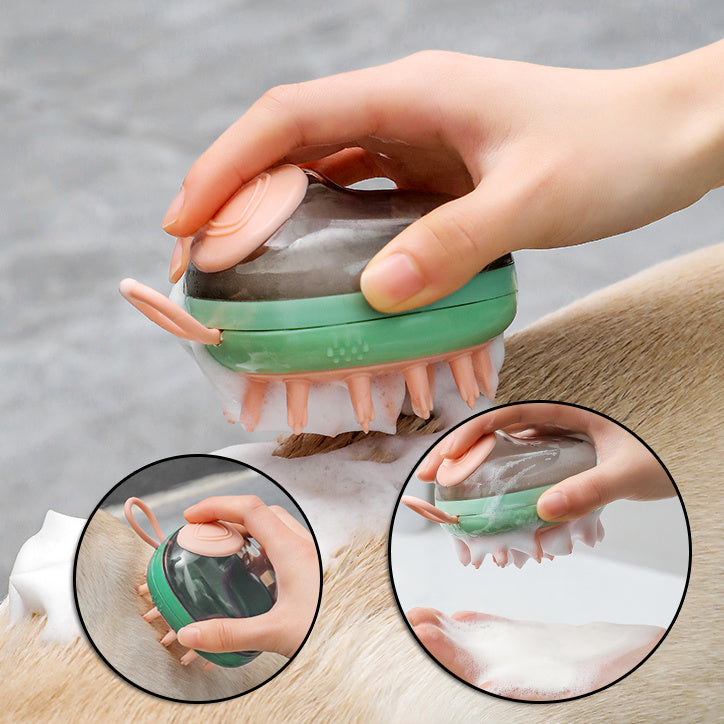 Fantastic New 2 In 1 Pet Bathing Soap Dispensing Grooming Brush